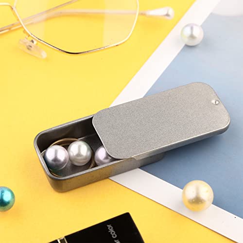 JEATHA 10Pcs Mini Metal Tin Containers with Sliding Cover Lids Portable Rectangular Box for Lip Balm Solid Perfumes Spices Silver One Size