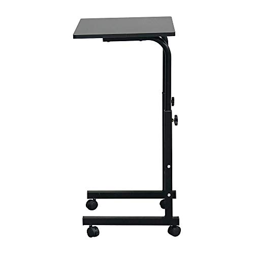 Outvita Adjustable Computer Desk Lectern Mobile Side Table Modern Laptop Standing Desk with Removable Wheels, Corner Gaming End Table for Office, Bedroom, Living Room (Black)