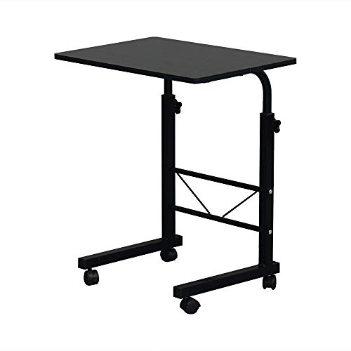 Outvita Adjustable Computer Desk Lectern Mobile Side Table Modern Laptop Standing Desk with Removable Wheels, Corner Gaming End Table for Office, Bedroom, Living Room (Black)