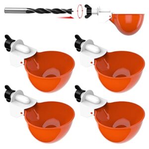 sansheng large automatic chicken waterer cups,thread automatic filling poultry water cups with drill bit,automatic poultry waterer for diy poultry quail duck chicken bird drinker(5 pack)