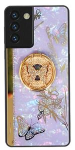 for samsung galaxy a53 case for women with kickstand,luxury bling diamond cute crystal rhinestone butterfly floral design,soft tpu bumper sparkle glitter pearl hard back girly cover for samsung a53