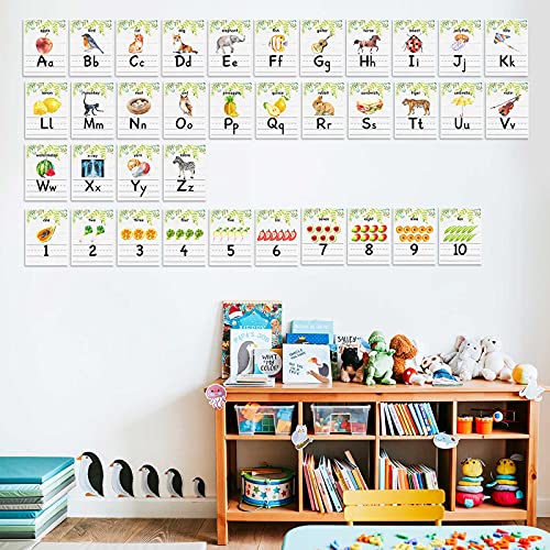 36 Classroom Alphabet Bulletin Board Set Alphabet Line for Classroom Wall ABC and Number Strip Border Alphabet Posters Kids Educational Learning Card for Kindergarten Preschool Classroom Decorations