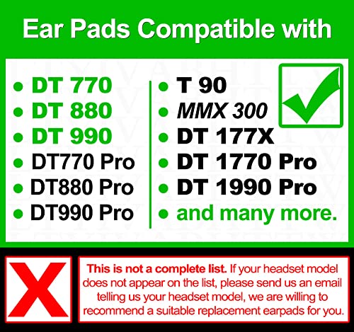 LTYIVABHTTW Earpads Compatible with DT 770 Pro, DT 880 Pro, DT 990 Pro, DT 1770 Pro, MMX 300, DT 1990 Pro, DT 177X, T 90 Headphones (Silver Grey Velour)