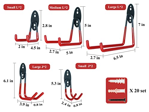 folisea Garage Storage Utility Hooks,Wall Mount Garage Hanger Heavy Duty Garage Hooks for Fixing ladders, Garden Tools, Bicycles 10 Packs