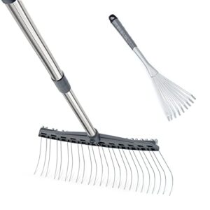 Altdoff Yard Thatch Rake Adjustable and Hand Rake, Leaf Rake Set, Garden Rake Used for Lawns, Leaves, Thatch, Gravel, Suitable Rakes for Gardening