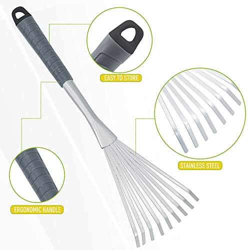 Altdoff Yard Thatch Rake Adjustable and Hand Rake, Leaf Rake Set, Garden Rake Used for Lawns, Leaves, Thatch, Gravel, Suitable Rakes for Gardening