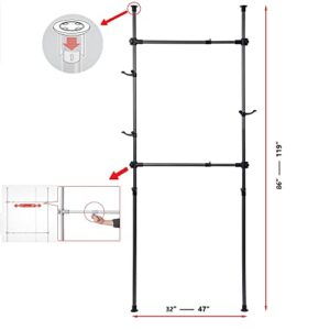 Adjustable Clothing Rack, Double Rod Clothing Rack, 2 Tier Clothes Rack, Adjustable Hanger for Hanging Clothes, Closet Rack, Freestanding,Black