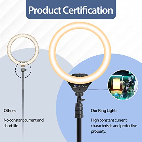 Aureday 12'' Selfie Ring Light with Tripod Stand and Phone Holder, LED Lighting with Phone Stand for Video Recording, Compatible with Cell Phone, Cameras and webcams