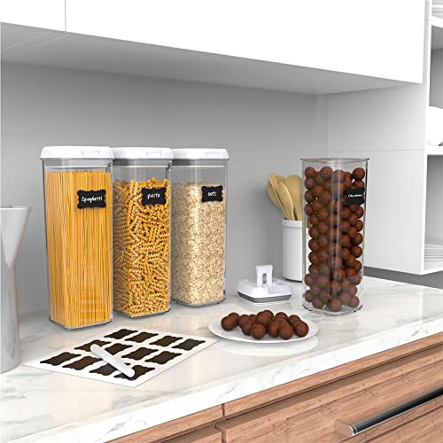 Tiawudi 4 Pack Pasta Storage Containers, Clear Airtight Food Storage Containers for Kitchen Organization, Pantry Organization and Storage, Ideal for Spaghetti, Pasta & Noodles, 1.9L Each