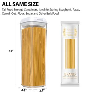 Tiawudi 4 Pack Pasta Storage Containers, Clear Airtight Food Storage Containers for Kitchen Organization, Pantry Organization and Storage, Ideal for Spaghetti, Pasta & Noodles, 1.9L Each