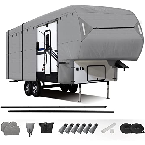 Leader Accessories 5th Wheel Cover RV Cover (26'-29', Grey/Easy Setup W Tire Covers)