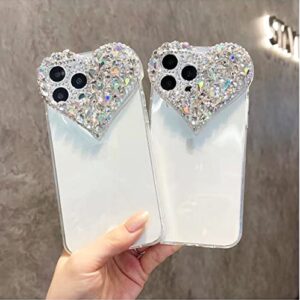 MOSEZA Compatible with iPhone 13 Pro Max case,Luxury Bling Rhinestone 3D Diamond Love Case Cute Glitter Sparkle Soft Silicone TPU Case Cover for Women Girls