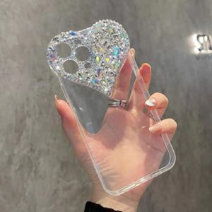 MOSEZA Compatible with iPhone 13 Pro Max case,Luxury Bling Rhinestone 3D Diamond Love Case Cute Glitter Sparkle Soft Silicone TPU Case Cover for Women Girls