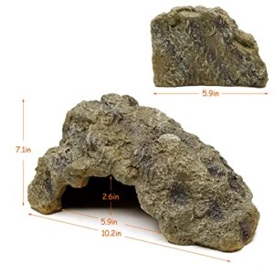 KHEARPSL Large Reptile Hideout Reptile Rock Hide Cave Hideaway Shelter for Bearded Dragon Lizards Snake Gecko Turtle Amphibian Habitat Decor (Large)