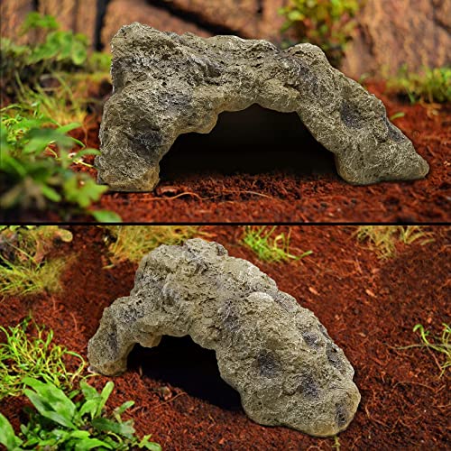 KHEARPSL Large Reptile Hideout Reptile Rock Hide Cave Hideaway Shelter for Bearded Dragon Lizards Snake Gecko Turtle Amphibian Habitat Decor (Large)