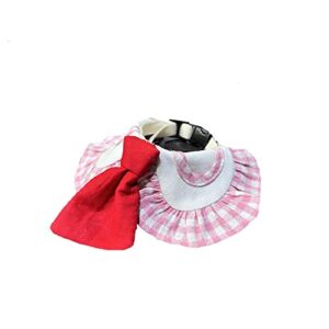 Bunny Rabbit Clothes Collar Plaid Bandana with Tie Decor Adjustable Bibs Scarf with Safety Buckle Formal Suit Style Rabbit Clothes for Bunny Kitten Cats Puppy Chinchilla Guinea Pig (L, Pink)