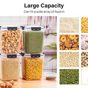 Kootek 5.3L(179Oz) Cereal Containers Storage with Lid for Pantry Organization and Storage, 4pcs Large Airtight Food Storage Containers for Cereal, Flour and Sugar with Pen, Labels, Measuring Spoon