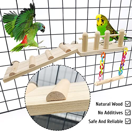 Parrot Stands with Climbing Ladder, Wooden Play Gyms and Bird Wood Swing ,Bird Perches Cage Toys Mini Parrot for Lovebird Budgie and Other Small Birds 