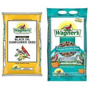 wagner's 76027 black oil sunflower wild bird food, 25-pound bag & 62012 southern regional blend wild bird food, 20-pound bag
