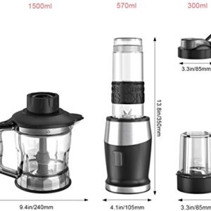 Blender and Food Processor Combo,Blender for Shakes and Smoothies Maker,700W Multifunctional Kitchen System for Mixer Blender/Chopper/Grinder with 19-oz Portable Bottle, Easy to Clean