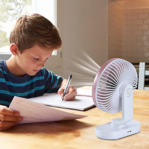 fandicle Battery Operated Fan Portable, 4 Speed 4000 mAh 8.9 Inch USB Powered Fan, Adjustable Angle Tabletop Fan with Upgraded Strong Airflow Quiet Small Desk Fan for Travel, Camping, Office, Car