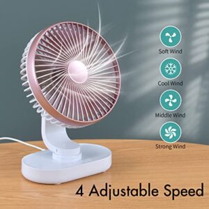 fandicle Battery Operated Fan Portable, 4 Speed 4000 mAh 8.9 Inch USB Powered Fan, Adjustable Angle Tabletop Fan with Upgraded Strong Airflow Quiet Small Desk Fan for Travel, Camping, Office, Car