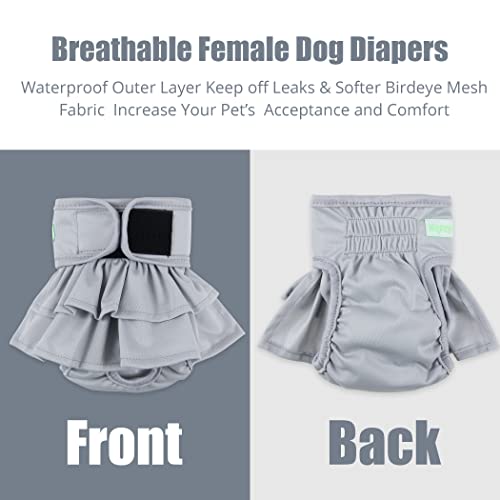 wegreeco Dog Diapers Female (3 Pack), Highly Absorbent Dog Diapers for Female Dogs, Washable Dog Diapers for Dogs in Heat, Incontinence, or Excitable Urination (Morandi, Medium)