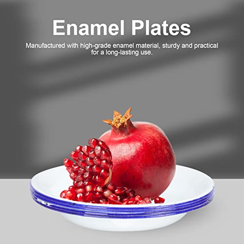 Hemoton 4Pcs Vintage Enamel Plate Fruit Plate Enamel Fruit Platter Vintage Salad Plate Enamel Washing Platter Vintage Enamel Trays Enamelware Serving Platter (14cm/ 5.5inch)