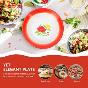 Hemoton 3pcs Vintage Enamel Plate Fruit Plate Enamel Fruit Platter Vintage Salad Plate Enamel Washing Platter Vintage Enamelware Serving Platter (20cm/ 8inch)