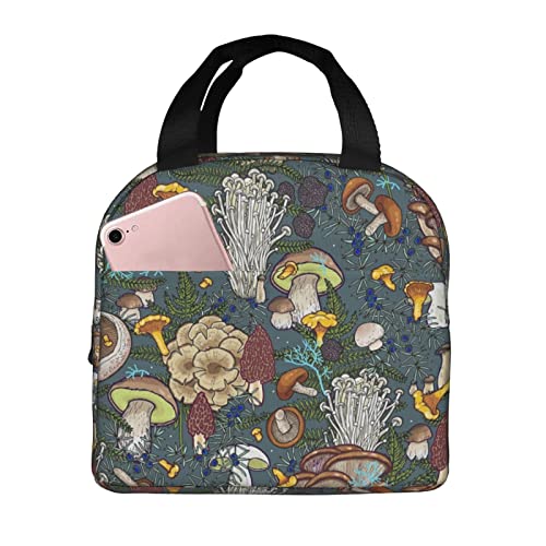 Cinlanck Mushroom Mushroom Lunch Bag Insulated Reusable Lunch Box Reusable Tote Bag For Women Men