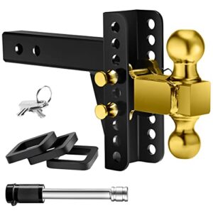 hoperan adjustable trailer hitch,6-inch drop/rise trailer hitch,fits 2-inch receiver,ball mount hitch,2" & 2-5/16" trailer balls,tow hitch for heavy duty truck with double pins and trailer hitch lock.