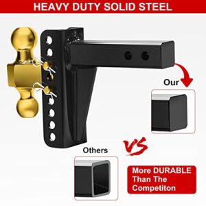 HOPERAN Adjustable Trailer Hitch,6-inch Drop/Rise Trailer Hitch,Fits 2-inch Receiver,Ball Mount Hitch,2" & 2-5/16" Trailer Balls,Tow Hitch for Heavy Duty Truck with Double Pins and Trailer Hitch Lock.