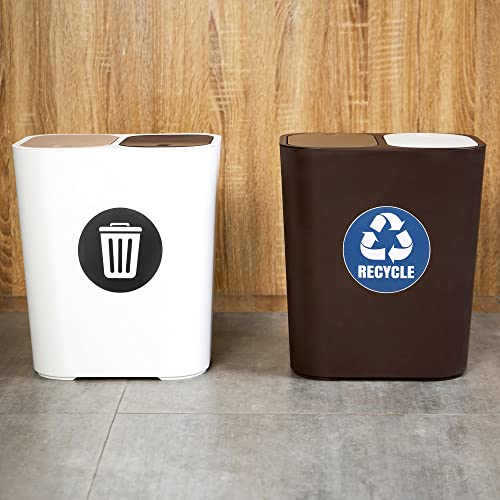 M METERXITY 2 Pack Recycle Sticker - Home Trash Can Labels, Strong Adhesion & Smooth Surface, Apply to Kitchen/Garden Trash Bin (5 Inch, White on Blue)