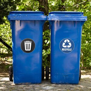 M METERXITY 2 Pack Recycle Sticker - Home Trash Can Labels, Strong Adhesion & Smooth Surface, Apply to Kitchen/Garden Trash Bin (5 Inch, White on Blue)