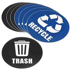 m meterxity 8 pack recycle sticker - home trash can labels, strong adhesion & smooth surface, apply to kitchen/garden trash bin (5 inch, white on blue/black)