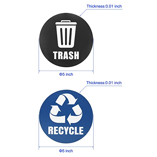 M METERXITY 8 Pack Recycle Sticker - Home Trash Can Labels, Strong Adhesion & Smooth Surface, Apply to Kitchen/Garden Trash Bin (5 Inch, White on Blue/Black)