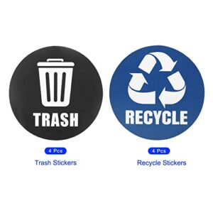 M METERXITY 8 Pack Recycle Sticker - Home Trash Can Labels, Strong Adhesion & Smooth Surface, Apply to Kitchen/Garden Trash Bin (5 Inch, White on Blue/Black)