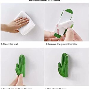 Cute Adhesive Hooks, Decorative Wall Hooks, Cactus Shaped Key Hooks for Home Apartment Entryway Decor-Wall Key Holder for Hanging Keys Purses, Double Sided Adhesive Wall Key Hooks-Green/3Pcs