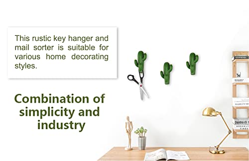 Cute Adhesive Hooks, Decorative Wall Hooks, Cactus Shaped Key Hooks for Home Apartment Entryway Decor-Wall Key Holder for Hanging Keys Purses, Double Sided Adhesive Wall Key Hooks-Green/3Pcs