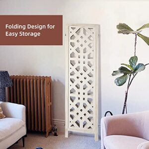 White Room Divider 4 Panel Cutout Room Divider and Folding Privacy Screens 5.6ft Temporary Wall Dividers Room Separator Free Standing Room Dividers for Home Office Restaurant Bedroom