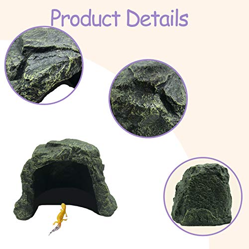 Reptile Rock Hideout Lizard Hide Cave Box Turtle Habitat Accessories for Spider Gecko Chameleon Bearded Dragon Snake