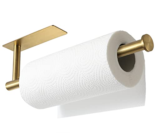 theaoo 2 Packs Paper Towel Holder - Under Cabinet Paper Towel Holder for Kitchen, Adhesive Paper Towel Roll Rack for Bathroom Towel, Wall Mounted Matte Black Paper Towel Rack, SUS304 Stainless Steel…