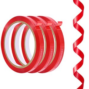 olaismln bag sealing tape, 3/8 inch x 66 yd red poly tapes, plastic produce bags tape for meat cake bread icing (3pack)