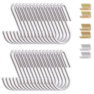 evanda gold hooks for hanging pack of 30, heavy duty stainless steel titainium plating metal mutil purpose hanger for kitchen pans, pots, utensils tooks, cups, mugs, clothes, bags, towels, plants