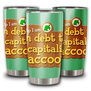 doinb tian insulated tumbler help i am in debt to a capitalist raccoon animal new horizons tom nook crossings stainless steel coffee cup 20 oz travel mug white 20, 30oz