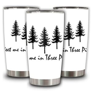 doinb tian insulated tumbler meet me in three pines stainless steel coffee cup 20 oz vacuum tumblers travel mug, white