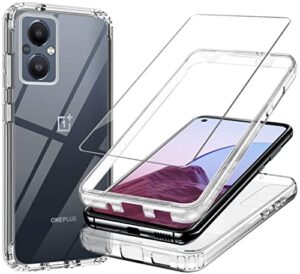 yjrop oneplus nord n20 5g case: crystal clear full-body rugged hybrid bumper with tempered glass screen protector