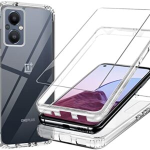 YJROP OnePlus Nord N20 5G Case: Crystal Clear Full-Body Rugged Hybrid Bumper with Tempered Glass Screen Protector