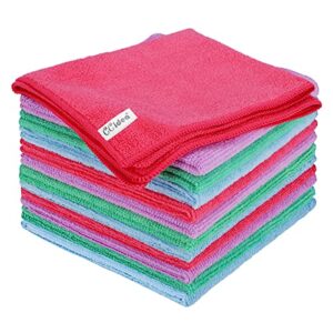 ccidea 12 pack microfiber cleaning cloth reusable cleaning rags kitchen dish towels set, soft lint free cleaning rags for house, bathroom, car care (12x12 inch-b) (clear inventory)