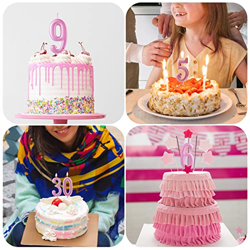 AIEX 2.76 Inch/ 7cm Cake Number Candles, Happy Birthday Number Candles Pink Numeral Cake Toppers for Birthday Wedding Anniversary Party Celebration (Number 1)